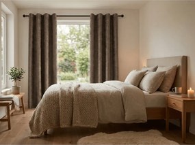 Draperie opaca LOOM VELVET 140x250 cm, maro Agatat: Inele metalice