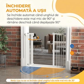 PawHut Poartă pentru Câini Lățime Reglabilă 74-148 cm, Albă | Aosom Romania