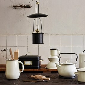 Ibric vintage din oțel emailat, 2,5L, alb offwhite, Ø19×H16,5 cm, „Emil's Enamel"