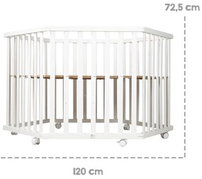 Țarc pentru copii alb cu înălțime reglabilă/cu roți – Roba