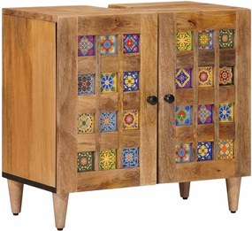 vidaXL Dulap pentru Chiuveta de Baie cu ușă natural 62 x 33 x 58 cm