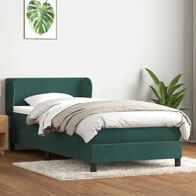 vidaXL Pat box spring cu saltea, verde închis, 80x220 cm, catifea