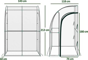 Outsunny Seră de Grădină adosată seră adosată 2 uși rulante cu fermoar oțel PVC transparent | Aosom Romania