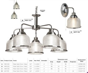 Lustra suspendata design clasic Bistro II 5L argintiu satin 1685-5SS SRT