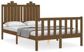 3192294 vidaXL Cadru de pat cu tăblie, maro miere, 120x200 cm, lemn masiv