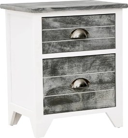 vidaXL Noptieră, gri și alb, 38x28x45 cm, lemn de paulownia
