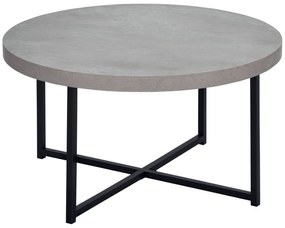 HOMCOM Masă de cafea rotundă cu efect beton ceruit din lemn și metal, Ø 80 x 45 cm, suport încrucișat | Aosom Romania
