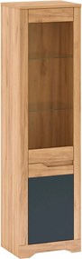 Vitrina FIDEL A1, stejar artisan/gri grafit, PAL laminat/sticla, 55x42