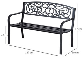 Outsunny banca de gradina cu 2 locuri din metal negru, Design Vintage, 127x60x87cm | AOSOM RO