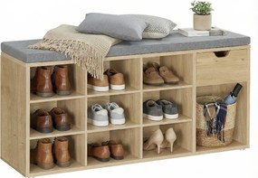 Pantofar cu banca cu sezut gri si sertar TAYLOR ARTISAN 104x30x48 cm, alb