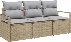 vidaXL Set de canapele pentru grădină 3 pcs Beige și gri deschis
