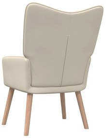 Scaun de relaxare cu taburet, crem, textil 1, Crem, Cu suport de picioare