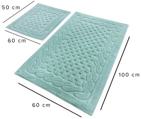 Set covorase de baie 2 piese, Chilai Home by Alessia, Bambi, Bumbac, Verde menta