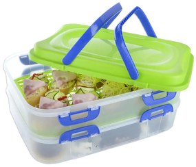 Cutie portabilă din plastic pentru alimente, 2 tăvi
