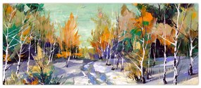 Tablou - Drum înzăpezit prin pădure (120x50 cm)