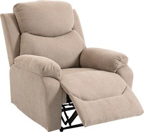 HOMCOM Fotoliu Rabatabil Manual cu Pernă Groasă, Suport pentru Picioare, 85x93x105cm, Bej | Aosom Romania