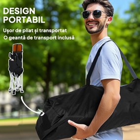 Outsunny Set de 2 Scaune de Camping Pliabile cu Suport pentru Picioare Detașabil, 82x100x88 cm, Negru | Aosom Romania