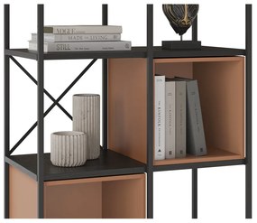 Bibliotecă neagră/cărămizie 71x179 cm Anya – Marckeric