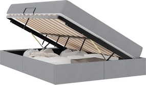 vidaXL Pat cu saltea și spațiu de depozitare Gri deschis 140 x 190 cm