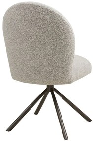 Scaun de dining Lana cu rotire, cataramă, culoare nisip, picioare gri