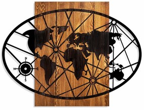 Accesoriu decorativ de perete din lemn World Map 4-L
