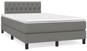 vidaXL Pat cu arcuri, saltea și LED, gri închis, 120x190 cm, textil