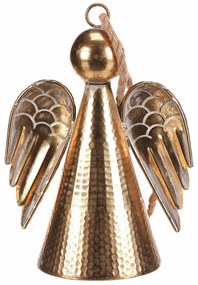 Decorație metalică suspendată de Crăciun Îngerclopoțel 24 cm, auriu