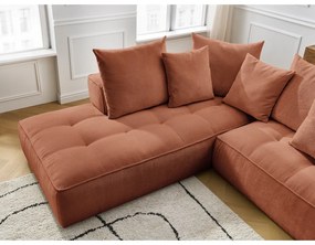 Colțar teracotă cu tapițerie din chenille (cu colț pe partea dreaptă/în formă de ”L”) Whesley – Bobochic Paris