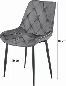 OFERTA Scaun de dining din catifea TOR, gri deschis Clasa II