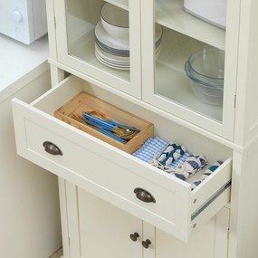 Bufet Independent HOMCOM pentru Bucatarie, Dulap Depozitare 5 Nivele cu Rafturi Sertar, Design Modern, Alb-Crem | Aosom Romania