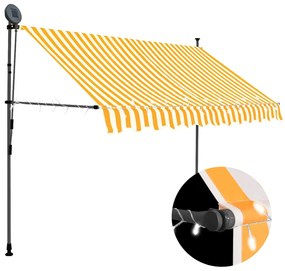 vidaXL Copertină retractabilă manual cu led, alb &amp; portocaliu, 300 cm