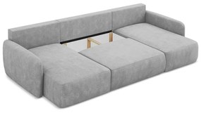 Colțar gri deschis extensibil/cu spațiu de depozitare cu tapițerie din chenille (în formă de "U") Lilo – Makamii