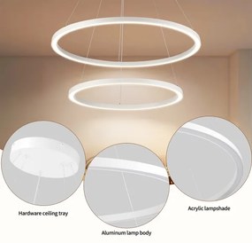 Brilagi - Lustră LED PORTOFINO, dimabilă, suspendată pe cablu, 98 W, 230 V, Ø 80 cm, albă + telecomandă