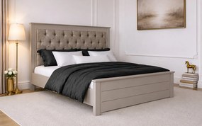 Pat lemn masiv Carlo Tapitat 140/160/180 cm - 180x200
