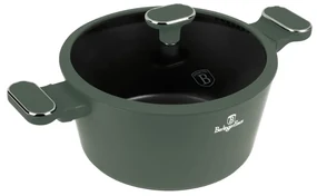 Oală cu capac 24 cm, 4.1L – Berlinger Haus Green Matte Collection BH 8201, verde, cu strat antiaderent din titan, design modern, compatibilă cu toate