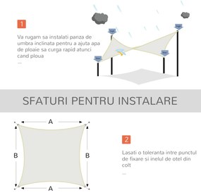 Outsunny Panza Umbrire Dreptunghiulara, Copertina soare de exterior in poliester Anti UV Respirabila 3x4m Alb crem Dreptunghiulara