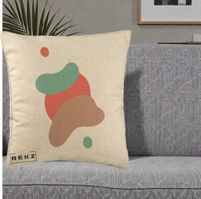 Perna Decorativa Abstract Forme Fluide Coral, 40x40 cm, Bej, Husa Detasabila, Perna Inclusa, BEKZ®