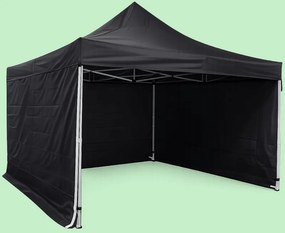 Cort pliabil 4×4 m – hexagonal din aluminiu, Negru