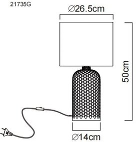 Lampa de masa cu baza din sticla abajur textil SOFIA sampanie