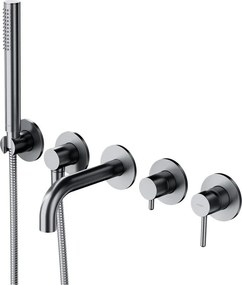 Baterie cada-dus incastrata Omnires Y finisaj nichel periat 5 elemente cu corp ingropat pipa 17 cm