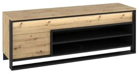 Comoda TV cu 1 usa, 1 sertar si polita LED stejar salbatic/negru Quant