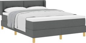 vidaXL Pat cu arcuri cu saltea Gri închis 190 x 140 cm țesătură