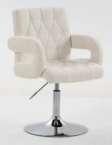 HR8404KW Scaun Crem Boucle cu Bază Aurie