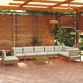 3096740 vidaXL Set mobilier grădină cu perne, 9 piese, maro miere, lemn de pin