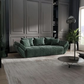 Canapea extensibilă dumonde cu ladă de depozitare si sezut confortabil din spuma high-density, Berlin Euphoria Green 250x100 cm