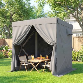 Outsunny Pavilion pop-up pliant 1,85x1,85 m, impermeabil, stabil, rezistent la iarnă, cu 4 panouri laterale din plasă, geantă, UV 30+ | Aosom Romania