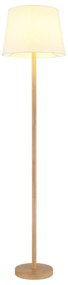 Lampadar de podea metal aspect lemn abajur textil alb JORIS