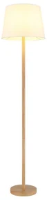 Lampadar de podea metal aspect lemn abajur textil alb JORIS