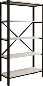 Raft metalic pentru carti, 80x146.8x30 cm, Rene, ADRK Furniture (Culoare: Negru / Alb Lucios)