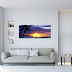 Tablou cu apus de soare deasupra mării (120x50 cm)